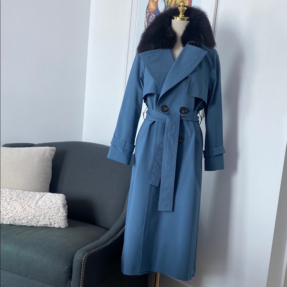 Massimo Dutti Trench Coat with Faux Fur Collar - Picture 2 of 14
